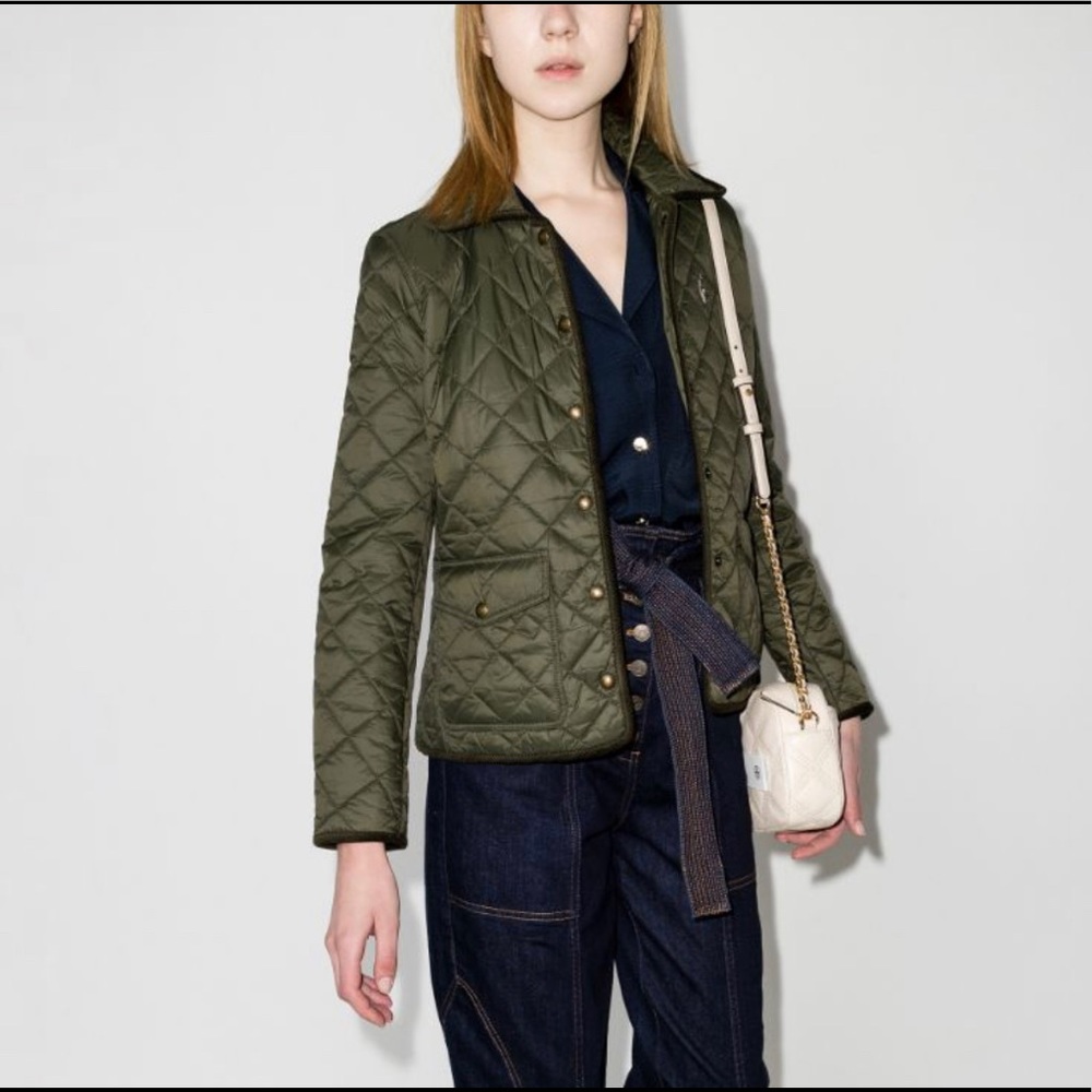 Gorgeous English Moss Tory Burch quilted jacket